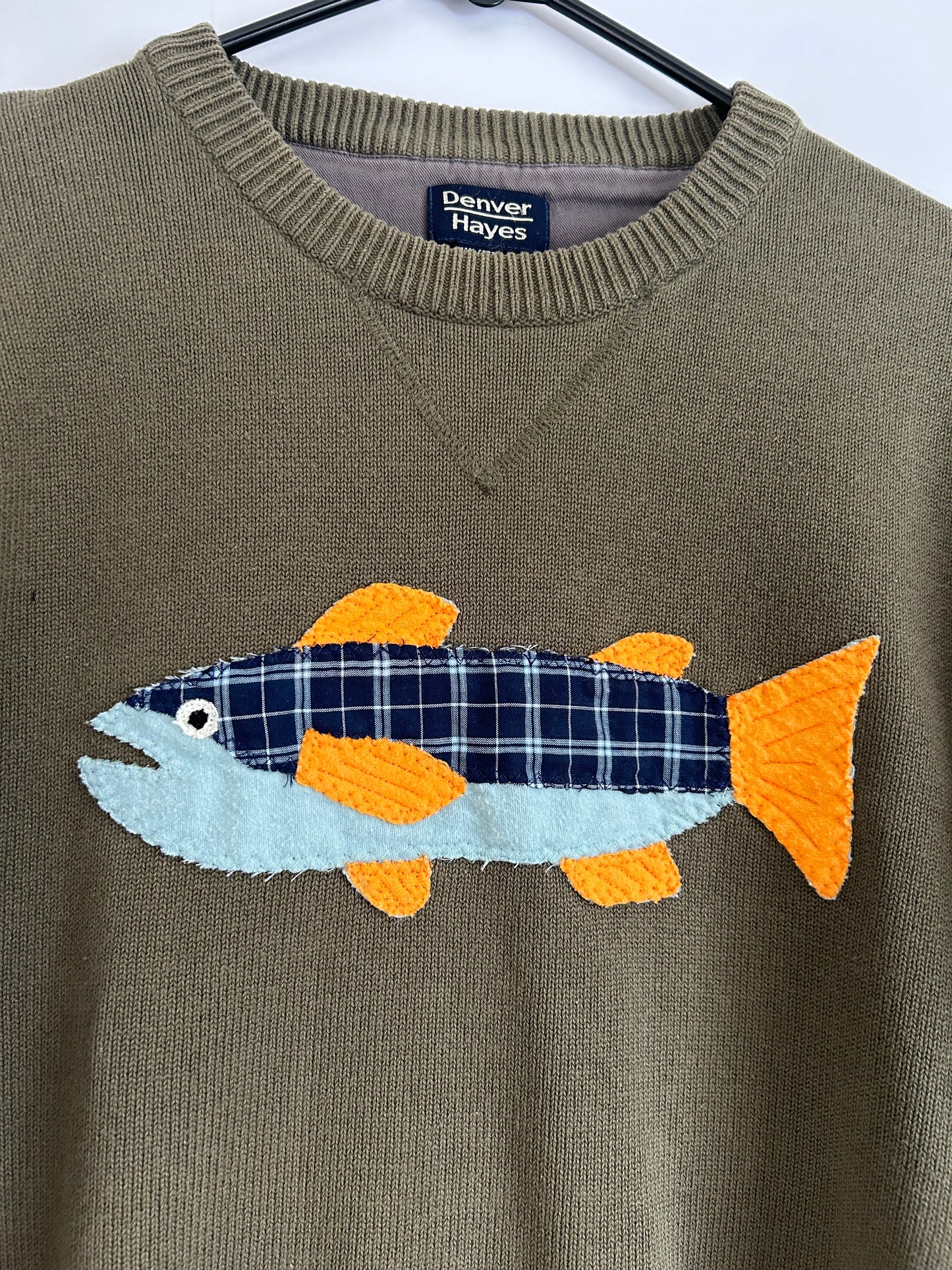 Blue Plaid Fish Sweater