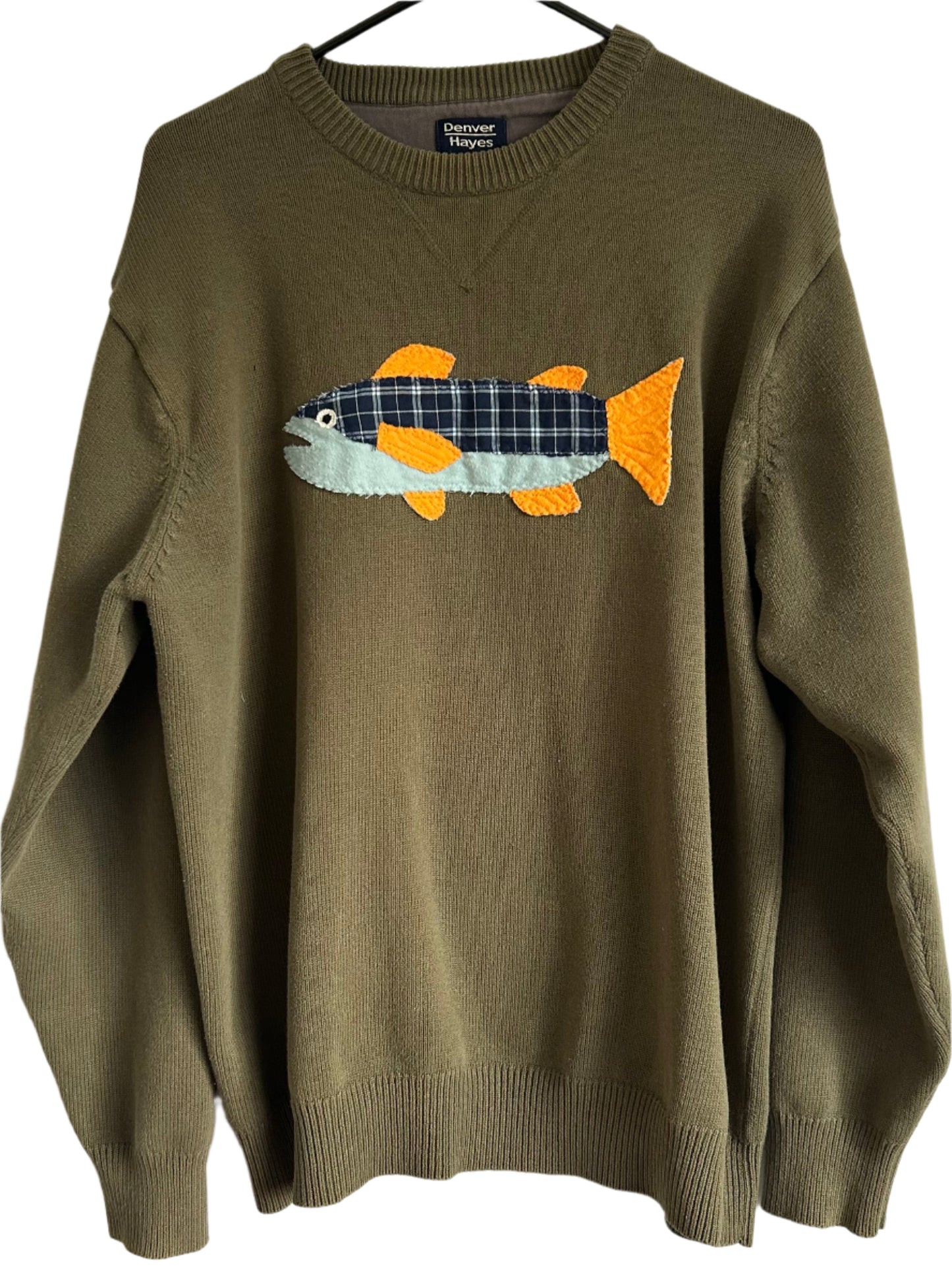 Blue Plaid Fish Sweater