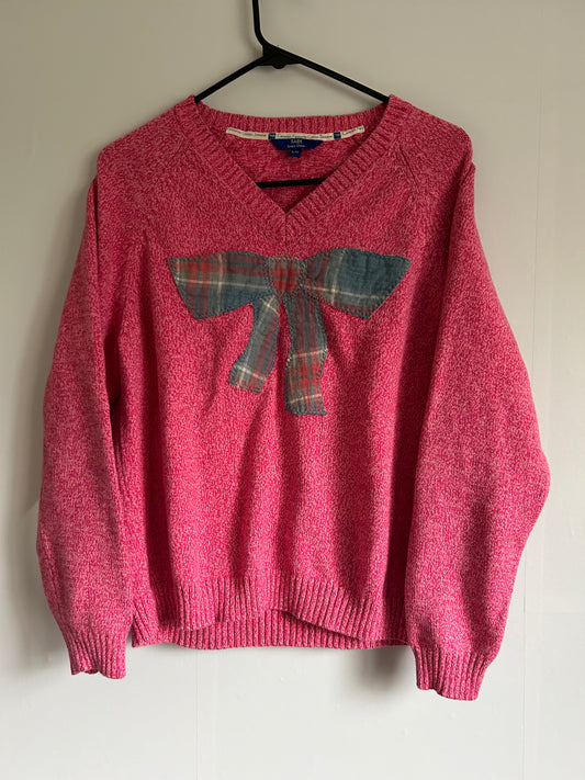 Pink Plaid Bow Sweater