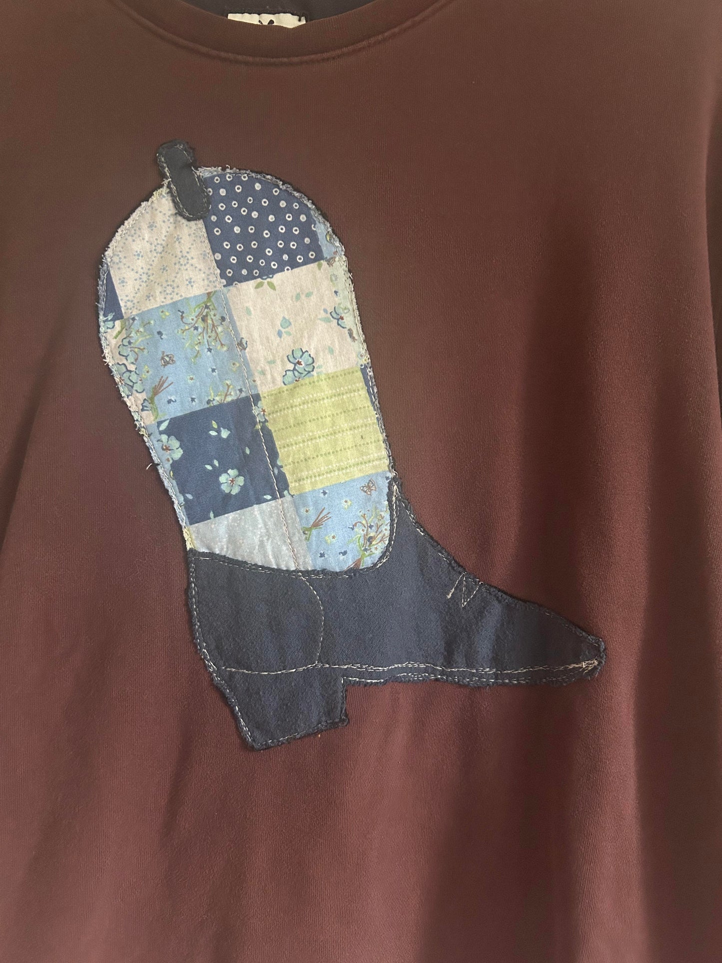 Patchwork Cowboy Boot Sweatshirt