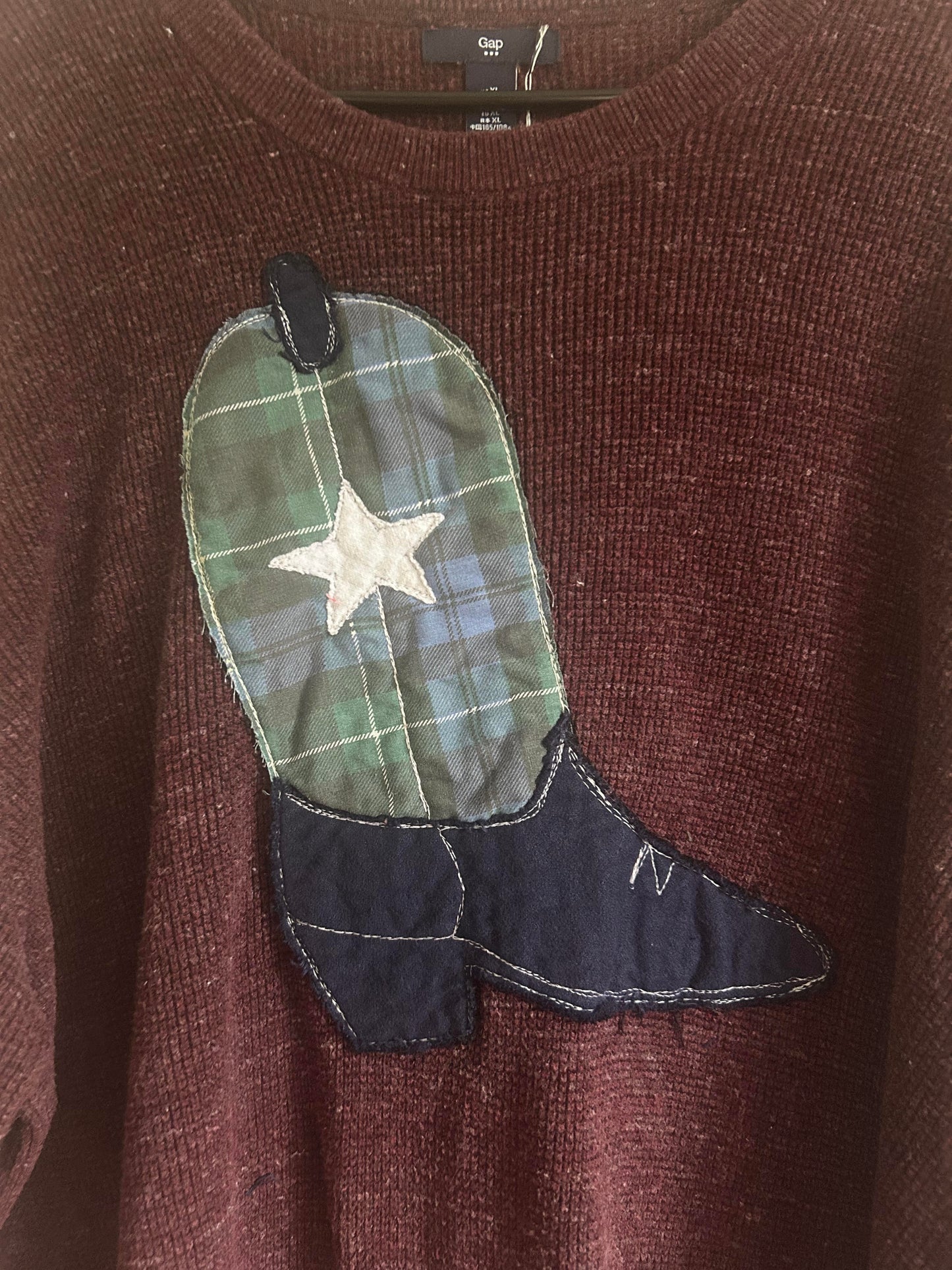 Blue/Green Cowboy Boot Sweater