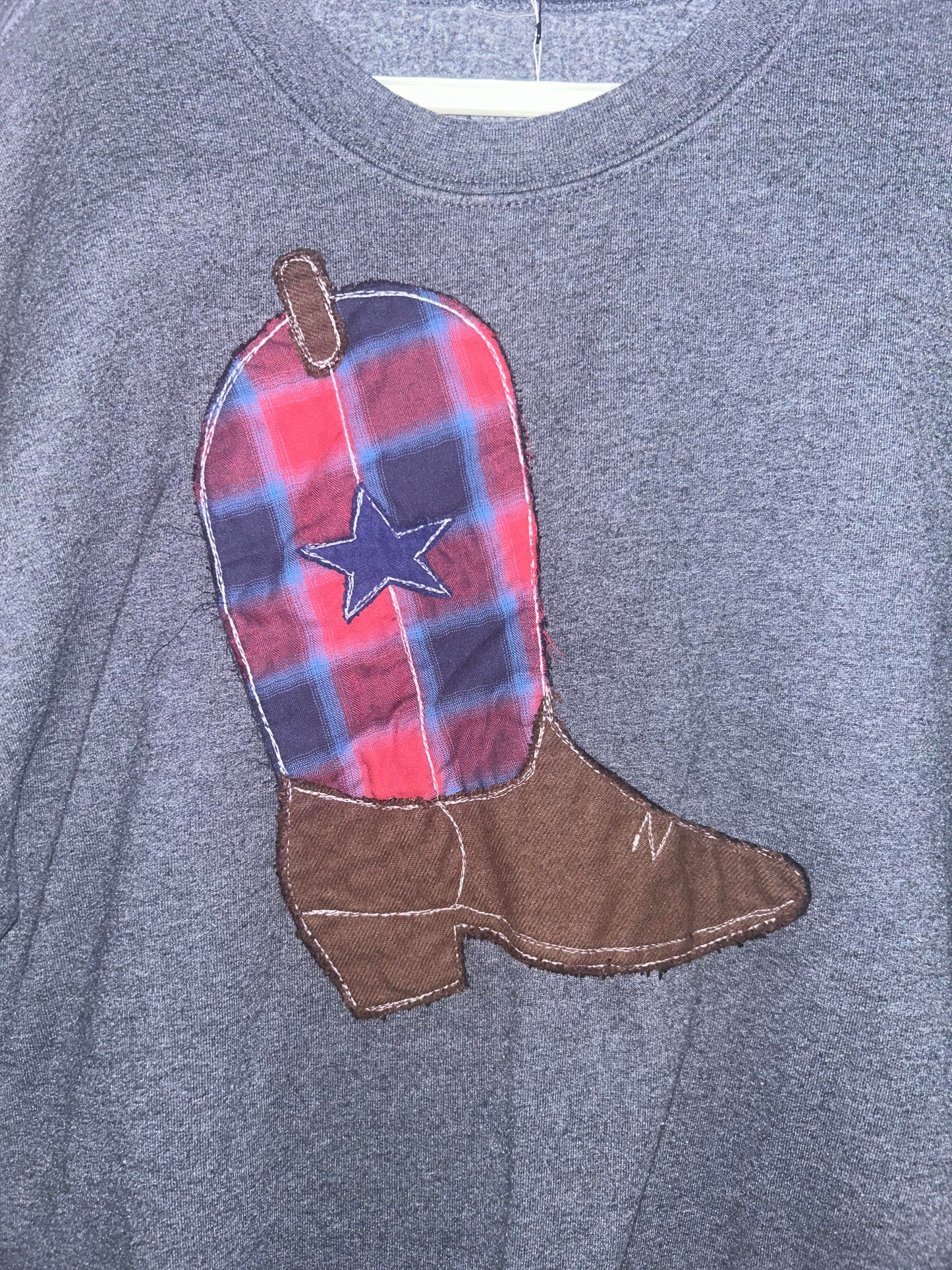 Red/Blue Plaid Cowboy Boot Sweatshirt